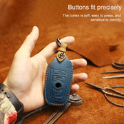 For BMW Old Style Car Cowhide Leather Key Protective Cover Key Case, Three Keys Version (Brown)