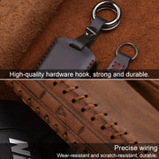 For Volvo Single Slit Style Car Cowhide Leather Key Protective Cover Key Case (Red)