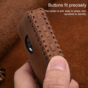 For Volvo Single Slit Style Car Cowhide Leather Key Protective Cover Key Case (Red)