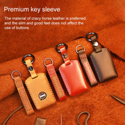 For Volvo Single Slit Style Car Cowhide Leather Key Protective Cover Key Case (Red)