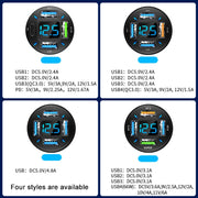 2pcs 4 in 1 USB PD20W+QC3.0+2.4A Digital Display Car Fast Charger