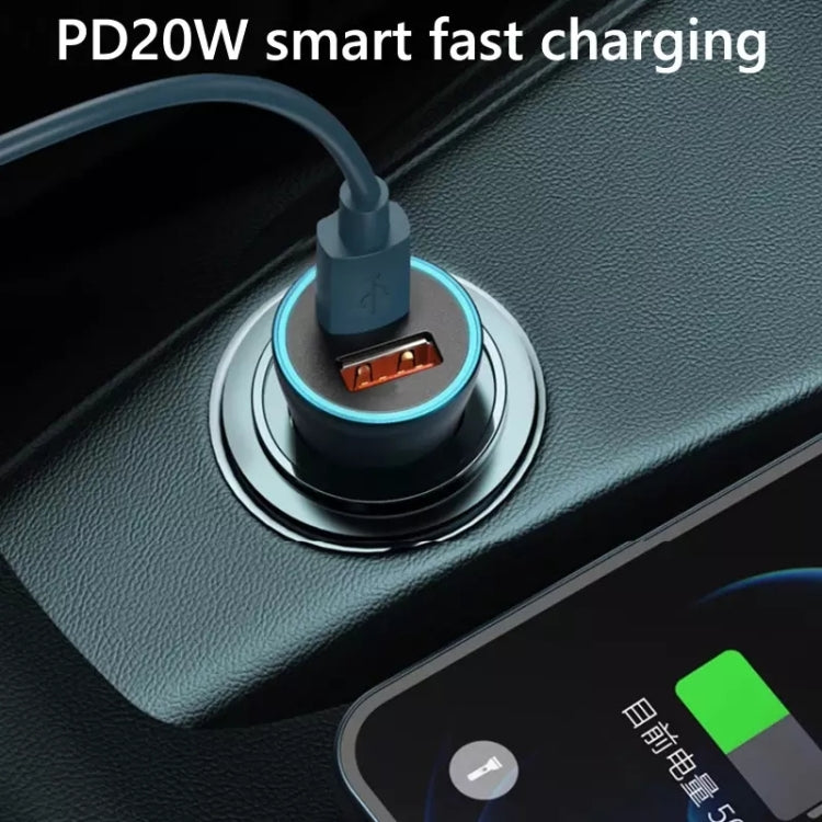 2pcs PD 20W Aluminum Alloy Dual Interface Car Fast Charger (Blue)