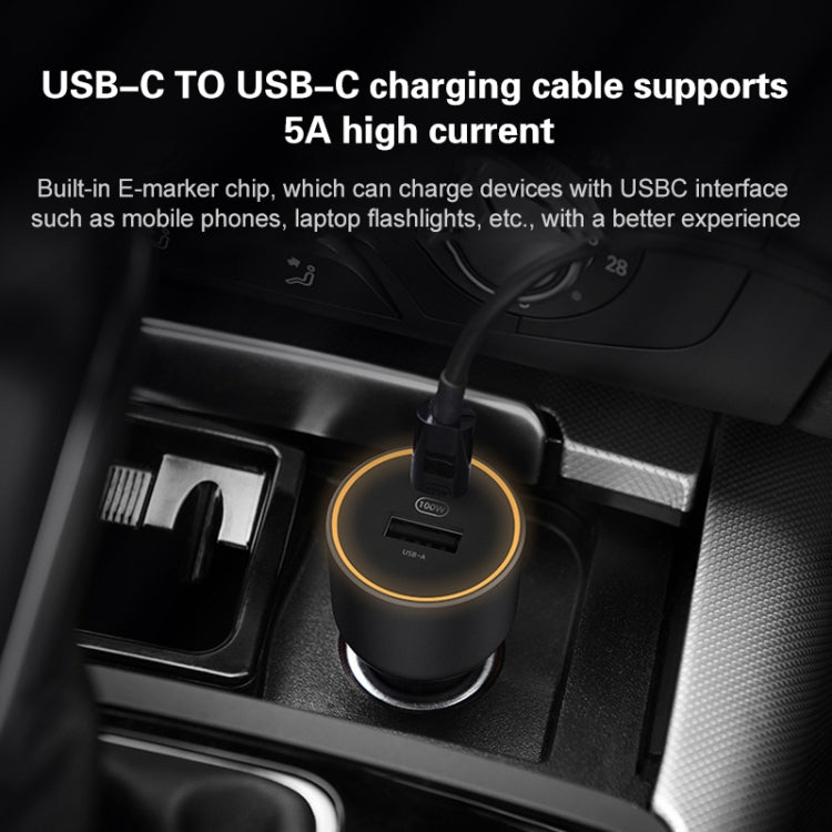 Original Xiaomi CC07ZM 100W Dual Ports USB + USB-C / Type-C Car Charger Fast Charging Version 1A1C