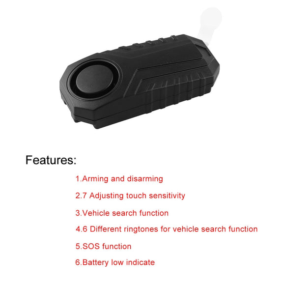 Wireless Anti-Theft Vibration Motorcycle Bicycle Water-resistant Security Bike Alarm with Remote