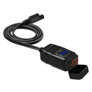 Universal Car Super Quick Dual Port USB Charger Power Outlet Adapter with LED Digital Voltmeter(Blue Light)