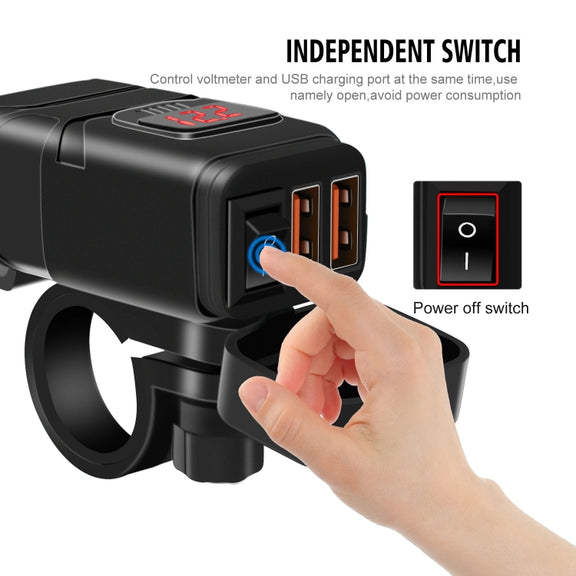 Universal Car Super Quick Dual Port USB Charger Power Outlet Adapter with LED Digital Voltmeter(Red Light)