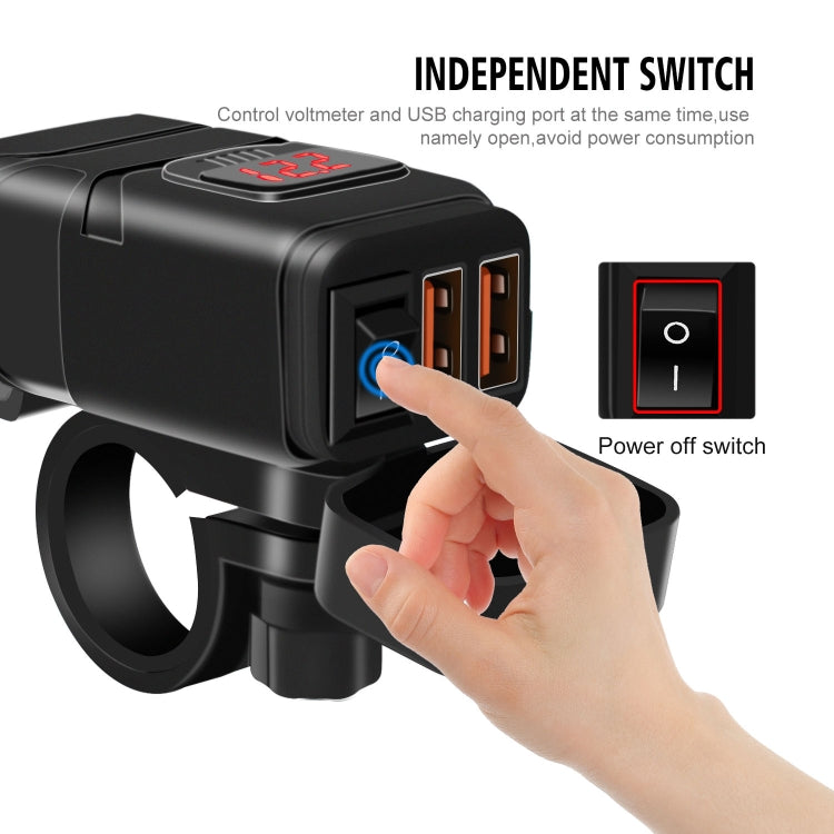 Universal Car Super Quick Dual Port USB Charger Power Outlet Adapter with LED Digital Voltmeter(Red Light)