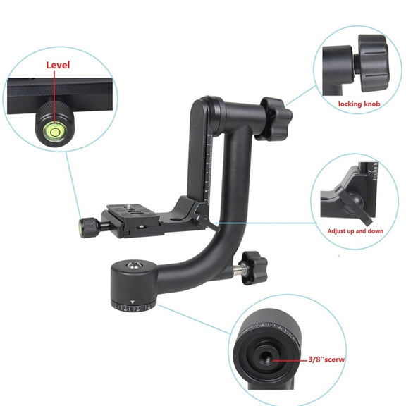 YELANGU Horizontal 360 Degree Gimbal Tripod Head for Home DV and SLR Cameras(Black)