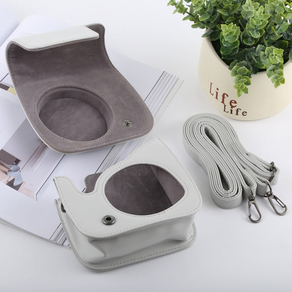 Retro Style Full Body Camera PU Leather Case Bag with Strap for FUJIFILM instax mini 9 / mini 8+ / mini 8(White)