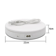 22cm Electric Rotating Turntable Display Stand Live Video Shooting Props Turntable Jewelry Shoes Display Platform, US Plug(White)