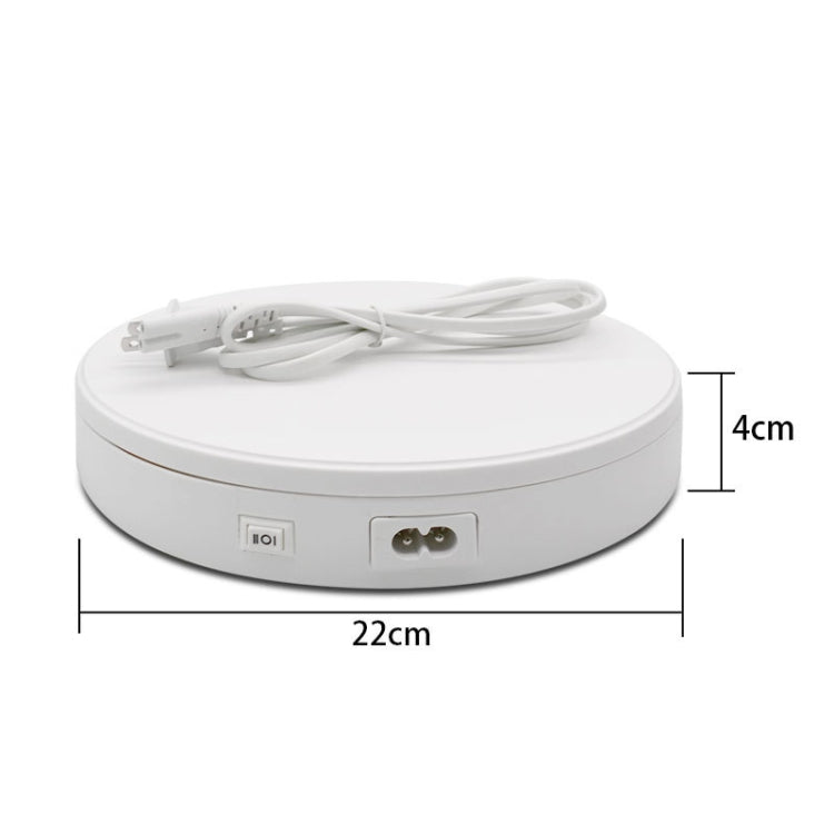 22cm Electric Rotating Turntable Display Stand Live Video Shooting Props Turntable Jewelry Shoes Display Platform, US Plug(White)