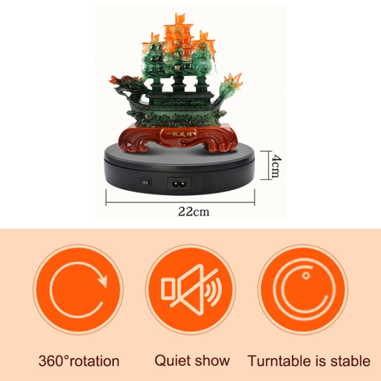 22cm Electric Rotating Turntable Display Stand Live Video Shooting Props Turntable Jewelry Shoes Display Platform, US Plug(White)