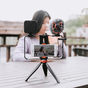 YELANGU PC204 YLG1801D Vlogging Live Broadcast LED Selfie Light Smartphone Video Rig Handle Stabilizer Bracket Kits with Microphone & Tripod