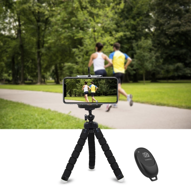 Mini Octopus Flexible Foam Tripod Holder with Phone Clamp & Remote Control(Black)