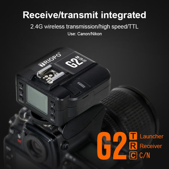 TRIOPO G2 Wireless Flash Trigger 2.4G Receiving / Transmitting Dual Purpose TTL High-speed Trigger for Nikon Camera