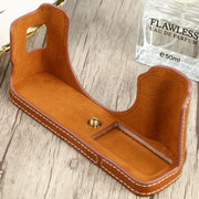 1/4 inch Thread PU Leather Camera Half Case Base for FUJIFILM X100V (Brown)