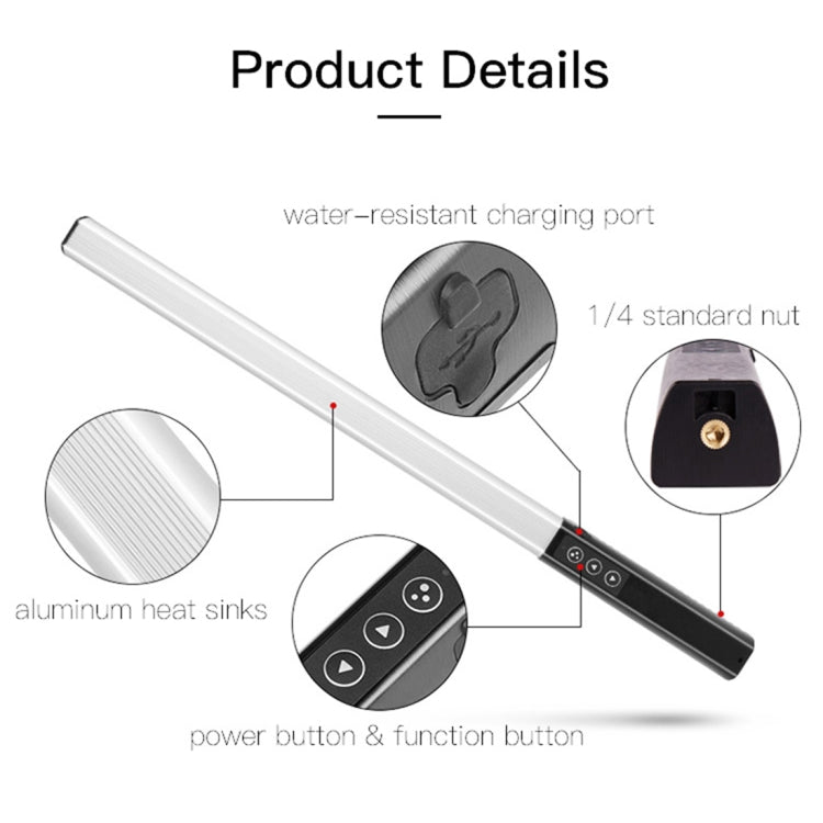 LUXCeO Q508A 8 Color Photo LED Stick Video Light Water-resistant Handheld LED Fill Light Flash Lighting Lamp with Remote Control