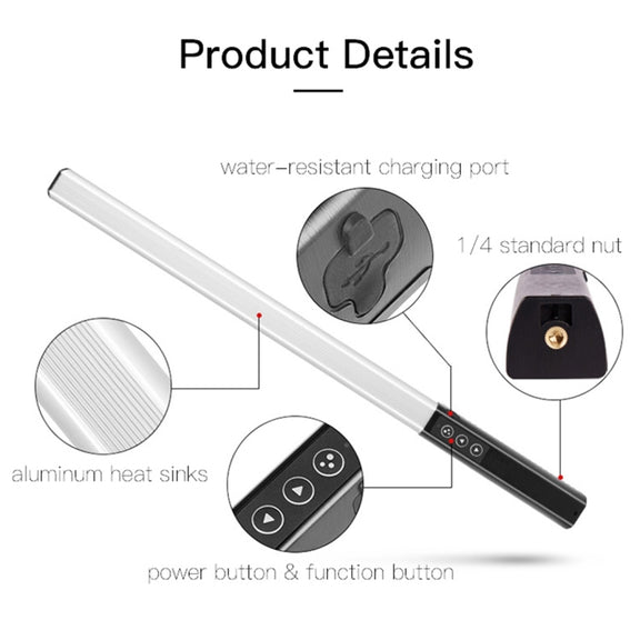 LUXCeO Q508A 8 Color Photo LED Stick Video Light Water-resistant Handheld LED Fill Light Flash Lighting Lamp with Remote Control