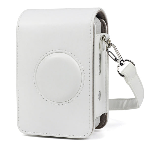 Full Body Camera Retro PU Leather Case Bag with Strap for FUJIFILM instax mini Liplay (White)