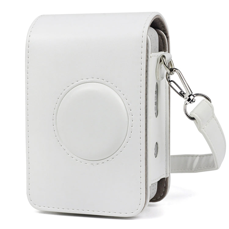 Full Body Camera Retro PU Leather Case Bag with Strap for FUJIFILM instax mini Liplay (White)
