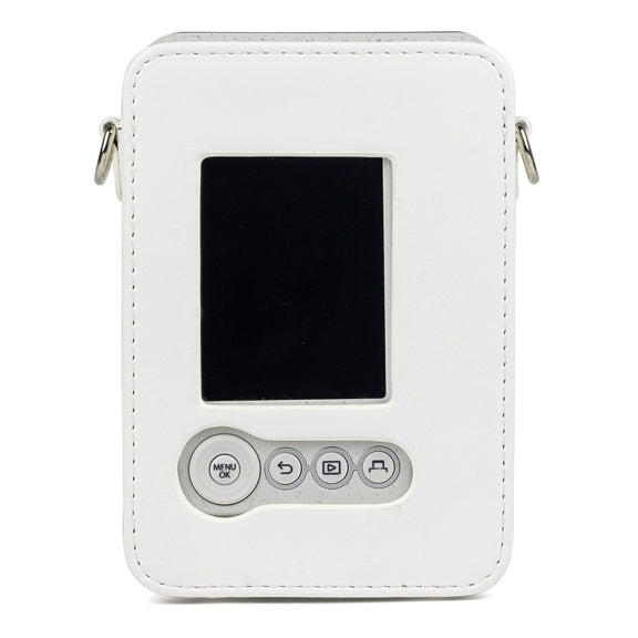 Full Body Camera Retro PU Leather Case Bag with Strap for FUJIFILM instax mini Liplay (White)