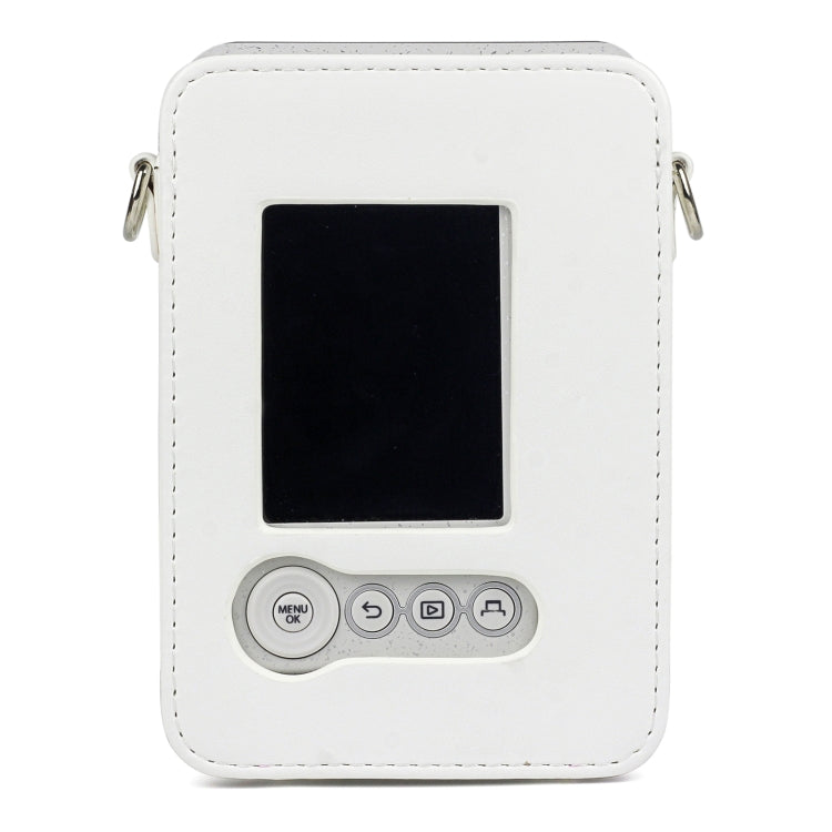 Full Body Camera Retro PU Leather Case Bag with Strap for FUJIFILM instax mini Liplay (White)