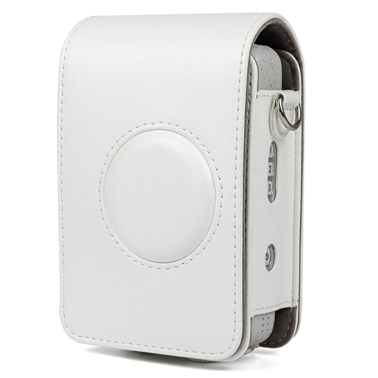 Full Body Camera Retro PU Leather Case Bag with Strap for FUJIFILM instax mini Liplay (White)