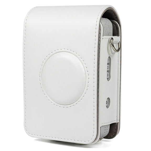 Full Body Camera Retro PU Leather Case Bag with Strap for FUJIFILM instax mini Liplay (White)