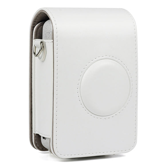 Full Body Camera Retro PU Leather Case Bag with Strap for FUJIFILM instax mini Liplay (White)