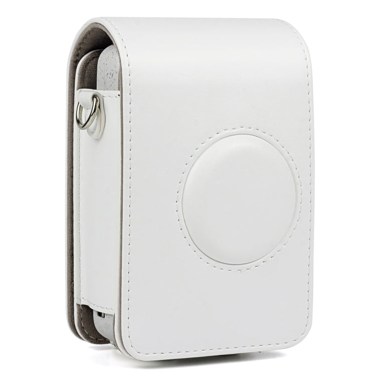 Full Body Camera Retro PU Leather Case Bag with Strap for FUJIFILM instax mini Liplay (White)