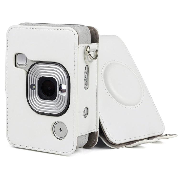 Full Body Camera Retro PU Leather Case Bag with Strap for FUJIFILM instax mini Liplay (White)