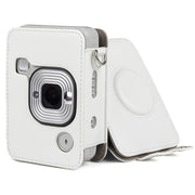 Full Body Camera Retro PU Leather Case Bag with Strap for FUJIFILM instax mini Liplay (White)