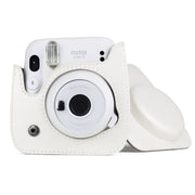 Solid Color Full Body Camera Leather Case Bag with Strap for FUJIFILM Instax mini 11 (White)