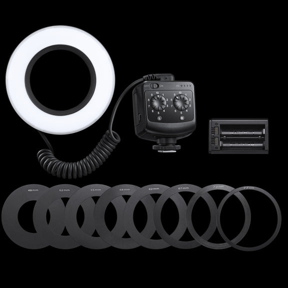 Godox Ring72 Macro Ring 48 LED Flash Light with 8 Different Size Adapter Rings(Black)