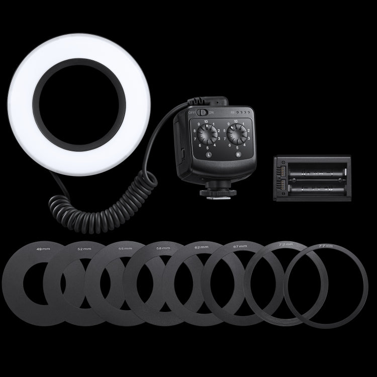 Godox Ring72 Macro Ring 48 LED Flash Light with 8 Different Size Adapter Rings(Black)