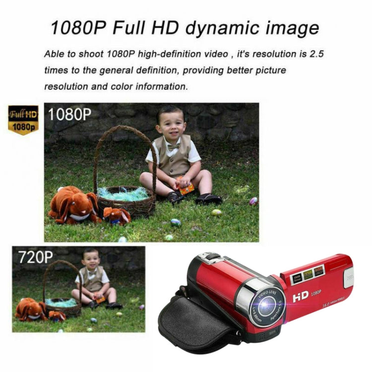 16X Digital Zoom HD 16 Million Pixel Home Travel DV Camera, EU Plug(Red)