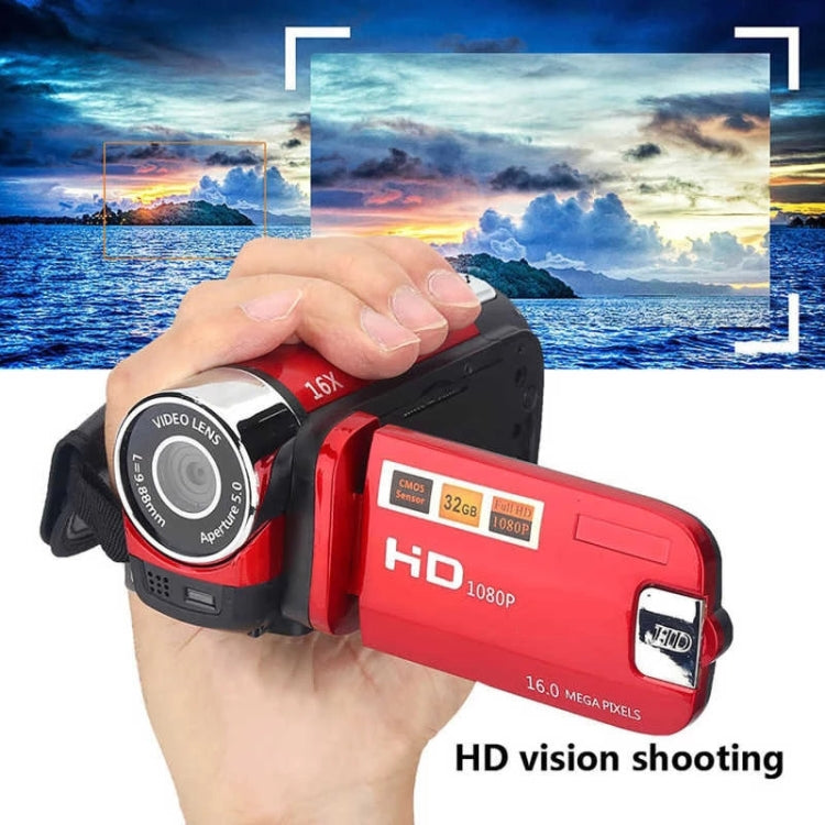 16X Digital Zoom HD 16 Million Pixel Home Travel DV Camera, EU Plug(Red)