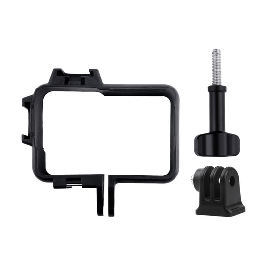 Plastic Frame Mount Protective Case Cage with Tripod Base Adapter & Long Screw & Cold Shoe Base for Insta360 One R(Black)
