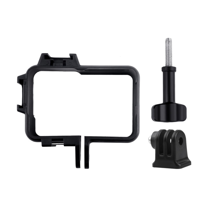 Plastic Frame Mount Protective Case Cage with Tripod Base Adapter & Long Screw & Cold Shoe Base for Insta360 One R(Black)