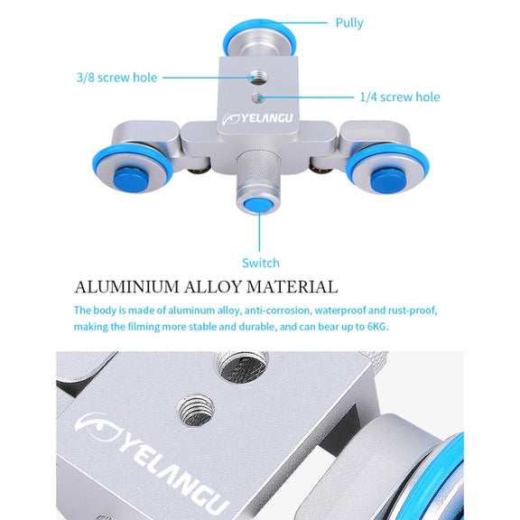 YELANGU L3 Camera Wheels Autodolly Electric Track Slider Car, Load: 6kg (Blue)