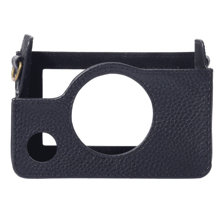 For FUJIFILM instax mini Evo Full Body Camera Genuine Leather Case Bag with Strap(Black)