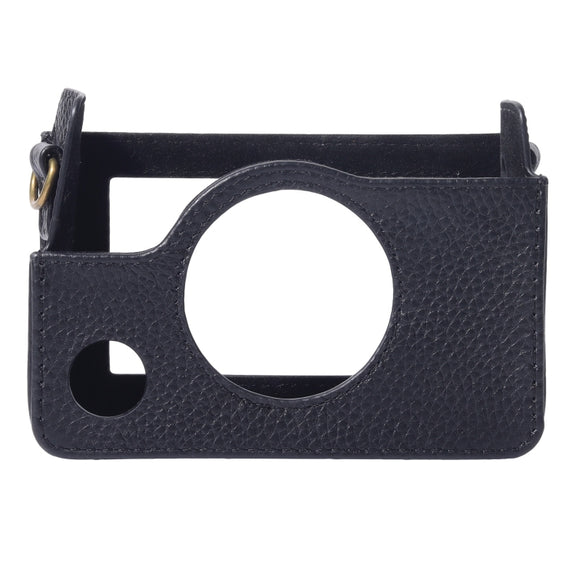 For FUJIFILM instax mini Evo Full Body Camera Genuine Leather Case Bag with Strap(Black)