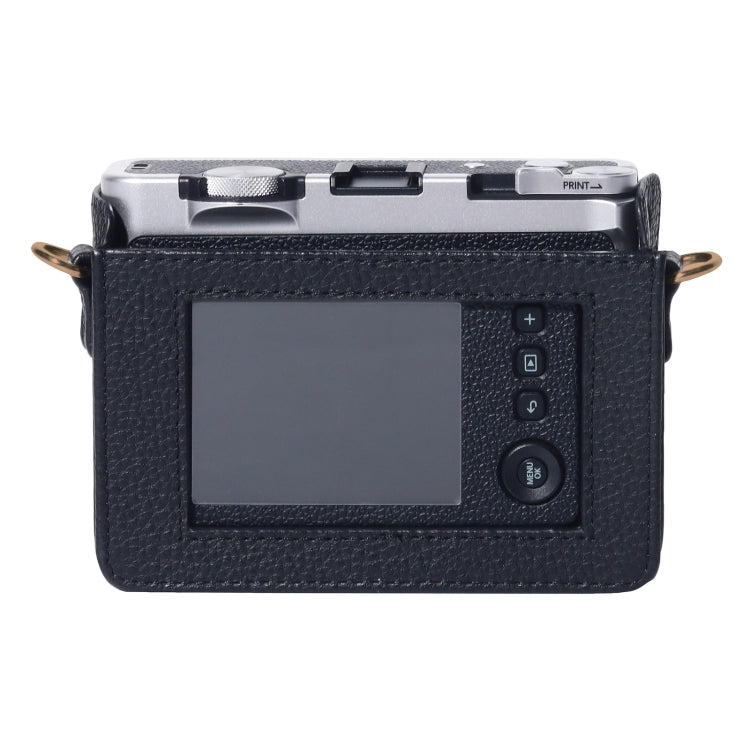 For FUJIFILM instax mini Evo Full Body Camera Genuine Leather Case Bag with Strap(Black)