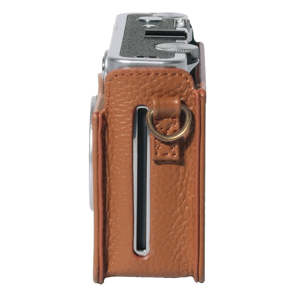 For FUJIFILM instax mini Evo Full Body Camera Genuine Leather Case Bag with Strap(Brown)