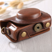Full Body Camera PU Leather Case Bag with Strap for Canon G9X / G9X II (Coffee)
