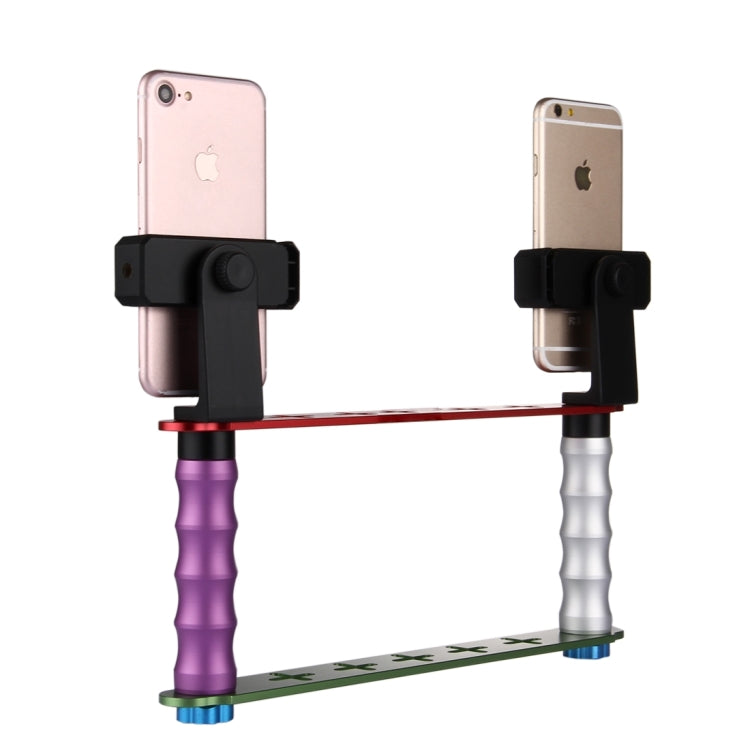 Smartphone Live Broadcast Bracket Dual Hand-held Selfie Mount Kits with 2x Phone Clips, For iPhone, Galaxy, Huawei, Xiaomi, HTC, Sony, Google and other Smartphones