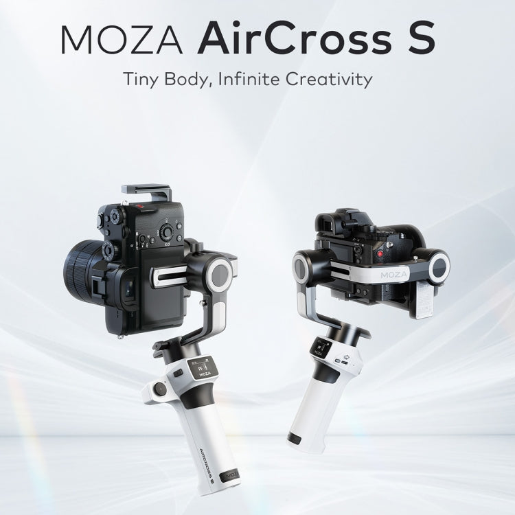 MOZA AirCross S 3 Axis Foldable Handheld Gimbal Stabilizer for DSLR Cameras and Smart Phone (White)