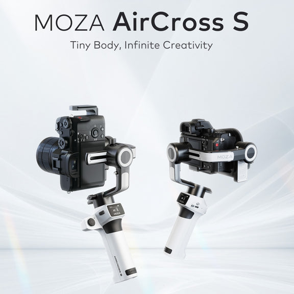 MOZA AirCross S 3 Axis Foldable Handheld Gimbal Stabilizer for DSLR Cameras and Smart Phone (White)