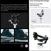 MOZA AirCross S 3 Axis Foldable Handheld Gimbal Stabilizer for DSLR Cameras and Smart Phone (White)