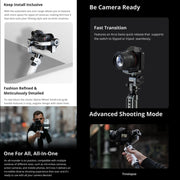 MOZA AirCross S 3 Axis Foldable Handheld Gimbal Stabilizer for DSLR Cameras and Smart Phone (White)